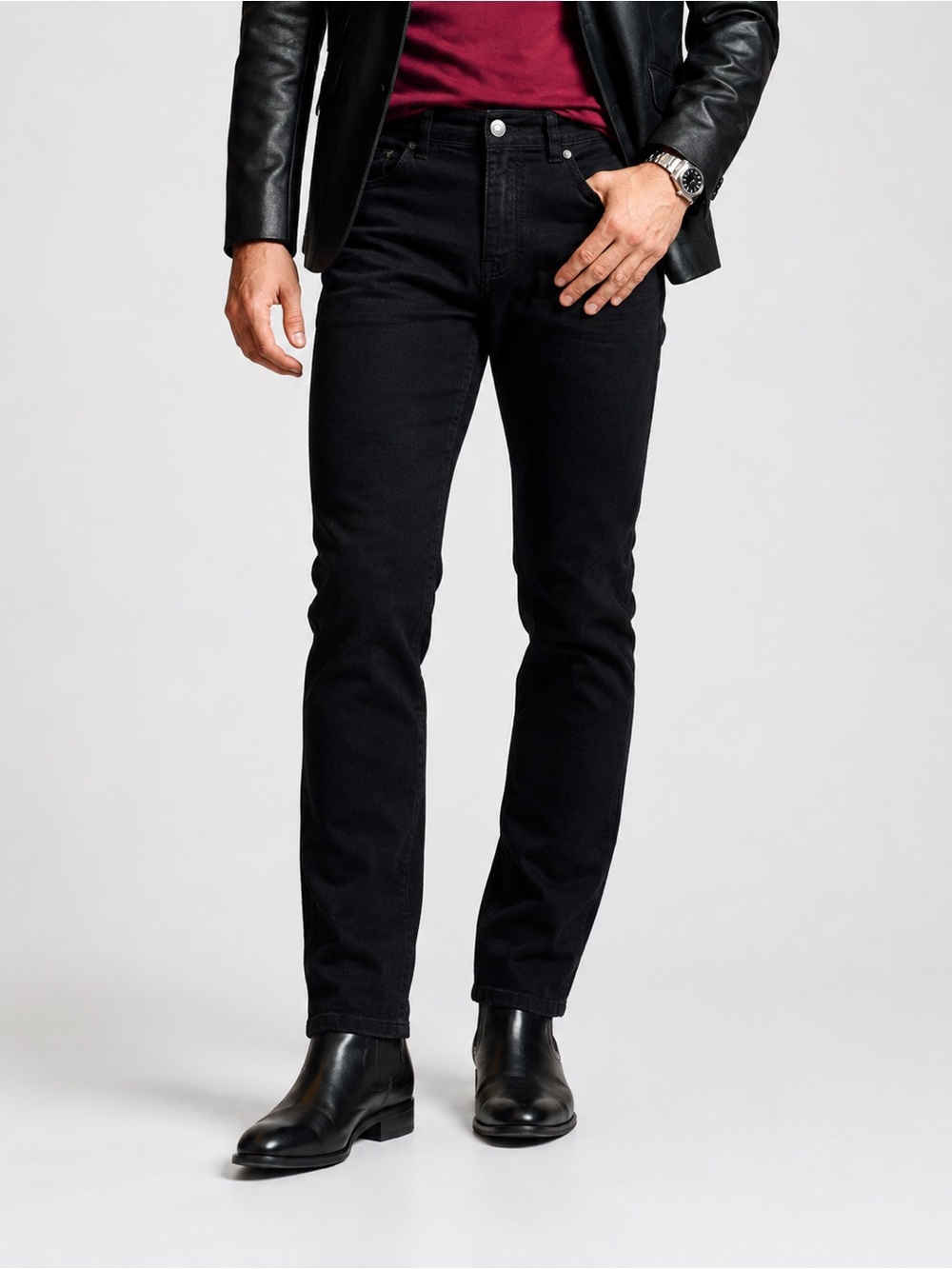 REBEL‎ Paisley & Gray Black Stretch Jeans Men’s 34x30 Slim Straight Dark Wash